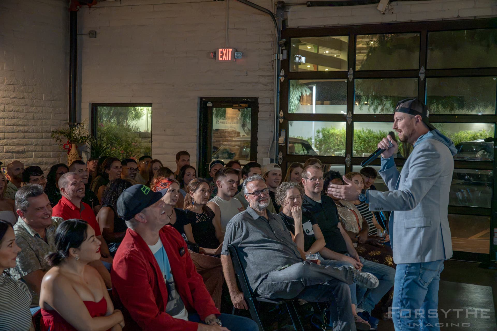 A host testing an idea with a live audience